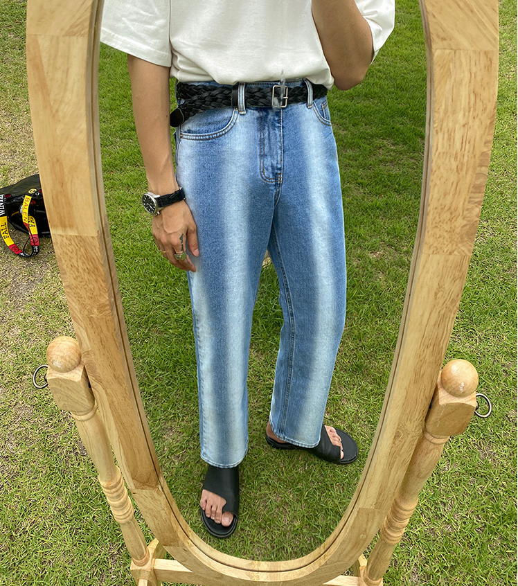 RT No. 1553 TWO TONE STRAIGHT JEANS