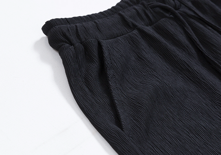 RT No. 4211 BLACK PLEATED CARDIGAN & WIDE PANTS