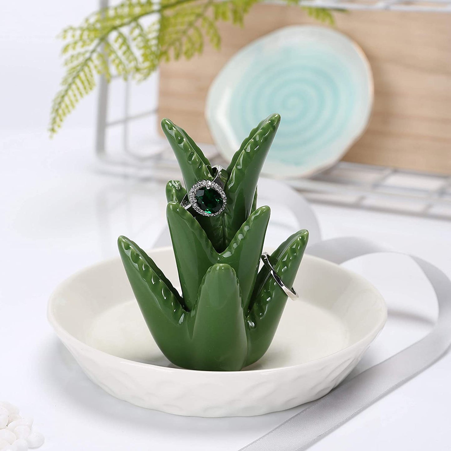 Ceramic Aloe Ring Holder