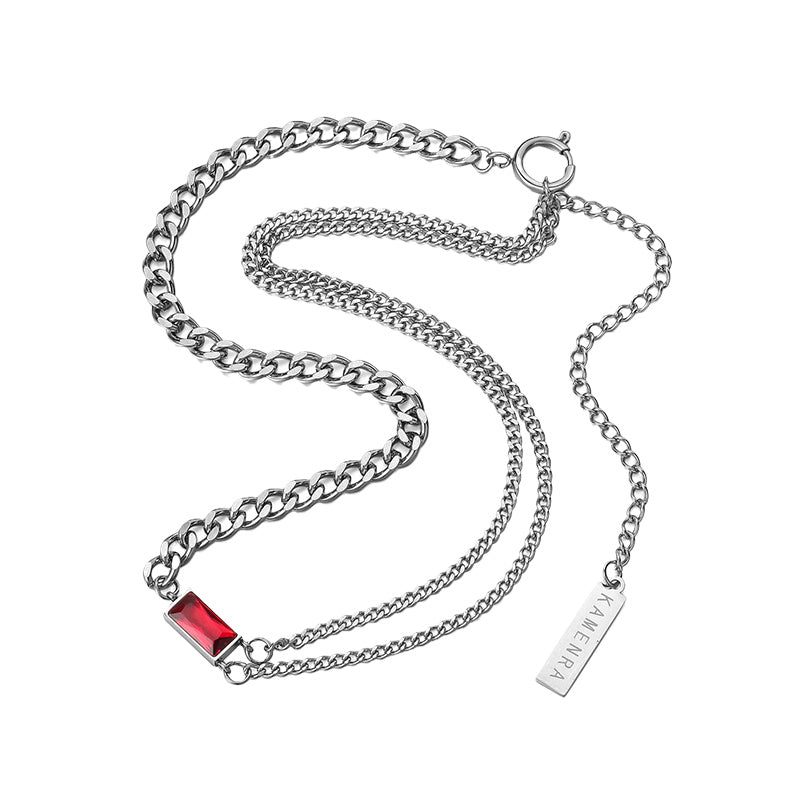 RED SQUARE CHAIN NECKLACE