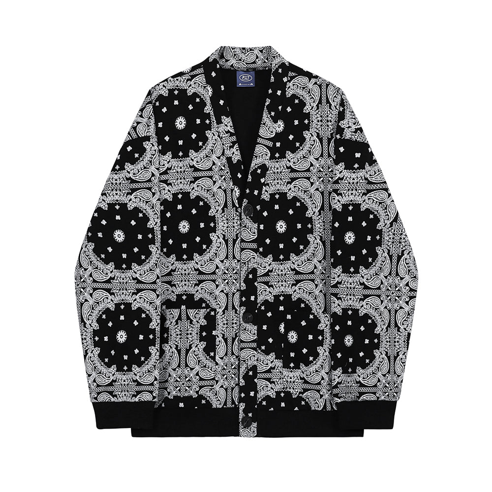 RT No. 5040 BLACK PATTERN CARDIGAN