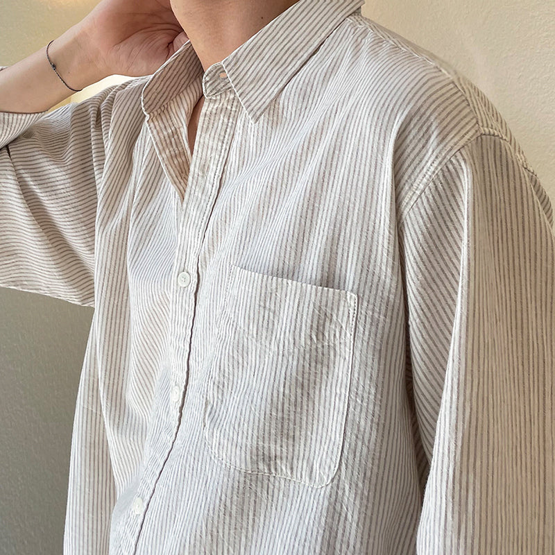 RT No. 4285 KHAKI STRIPED COLLAR SHIRT